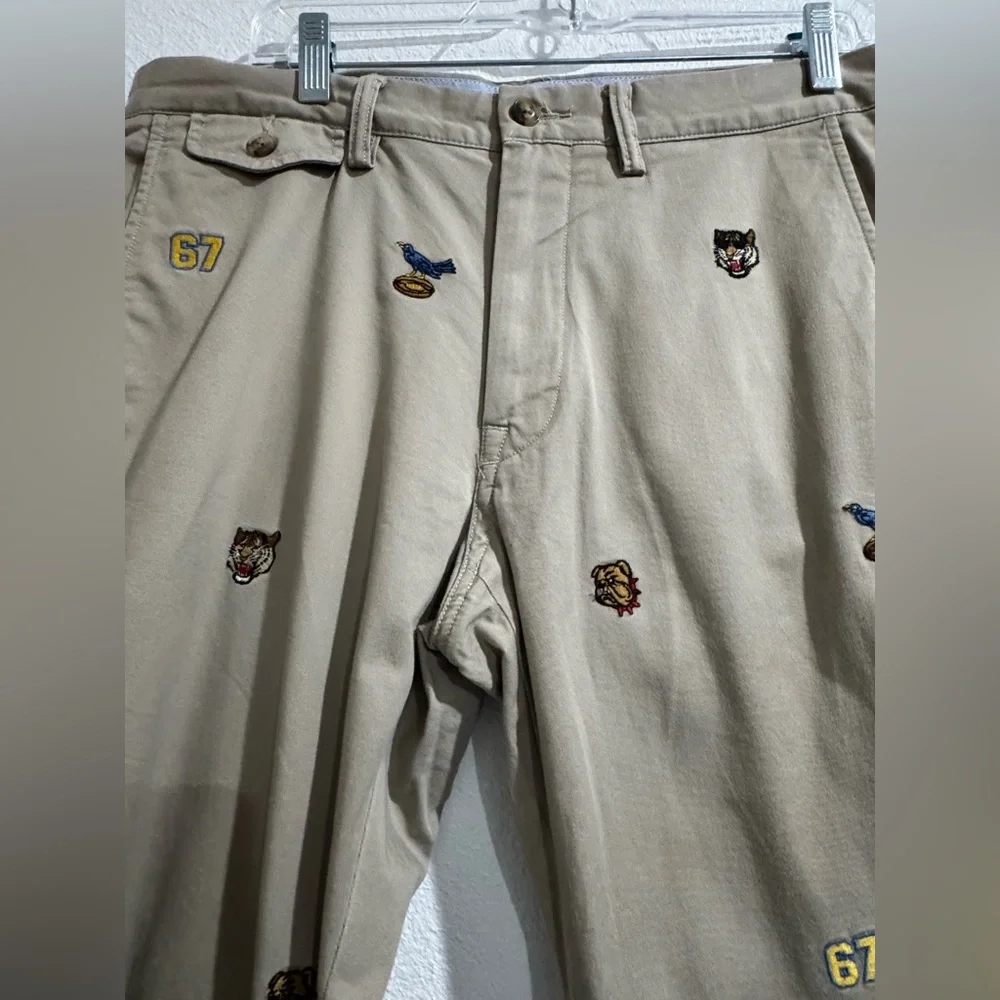 Embroidered Polo Khaki Pants